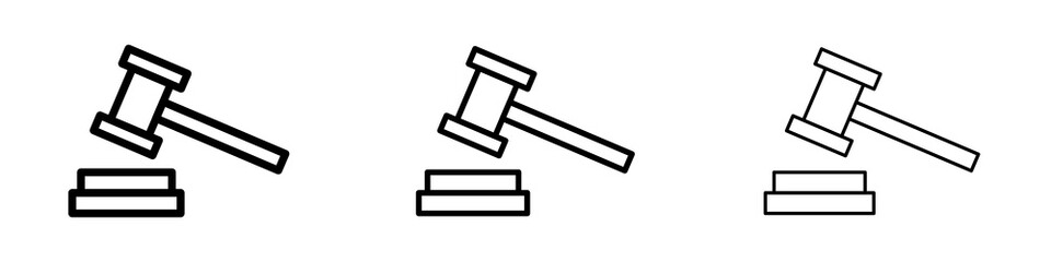 Gavel icons in flat style. line art. vector illustration