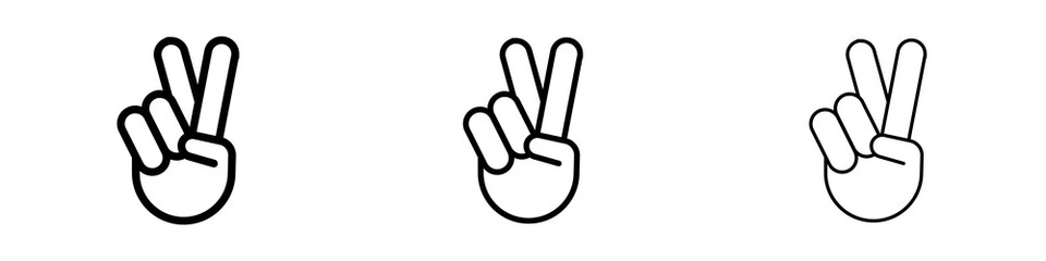 Hand peace icons in flat style. line art. vector illustration