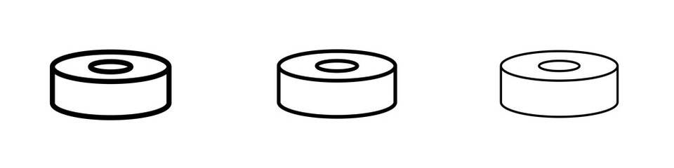 Hockey puck icons in flat style. line art. vector illustration