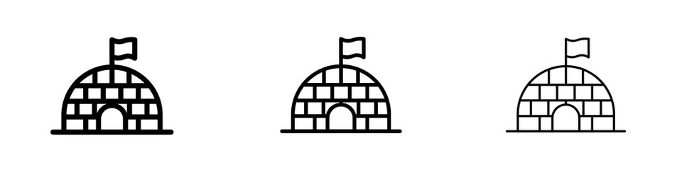 Igloo icons in flat style. line art. vector illustration