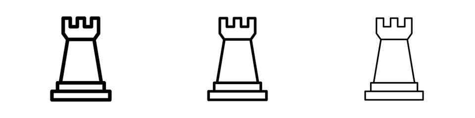Chess rook icons in flat style. line art. vector illustration © Vince