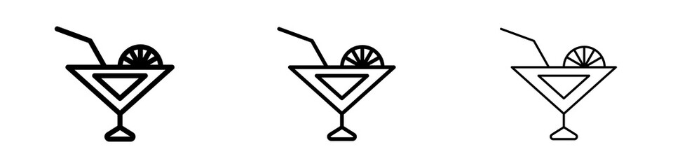 Citrus Glass icons in flat style. line art. vector illustration