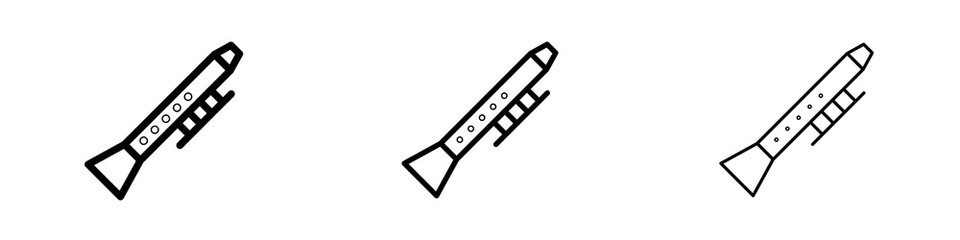 Clarinet icons in flat style. line art. vector illustration