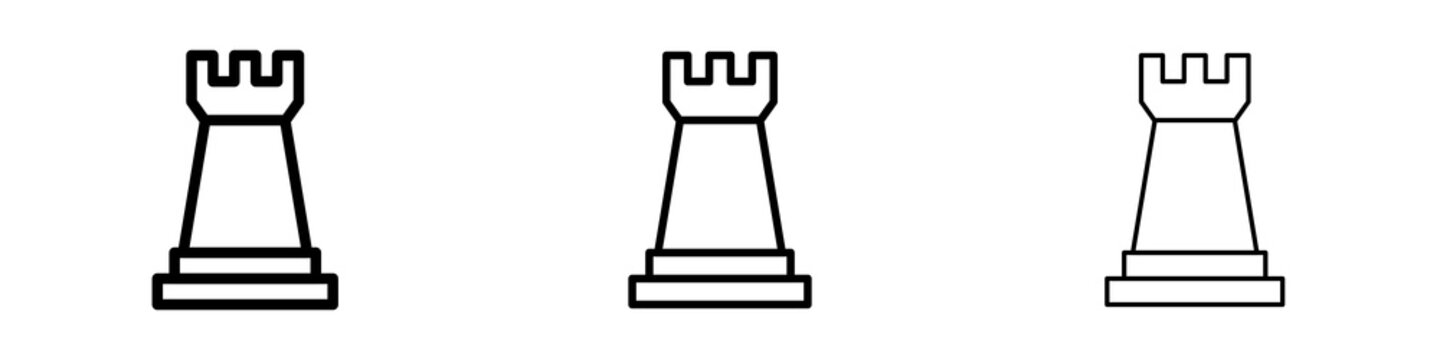 Chess rook icons in flat style. line art. vector illustration