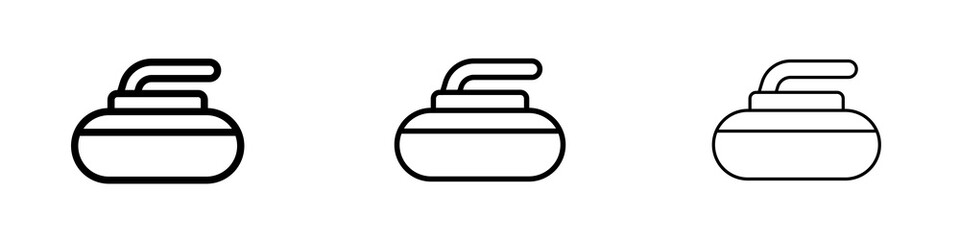 Curling stone icons in flat style. line art. vector illustration