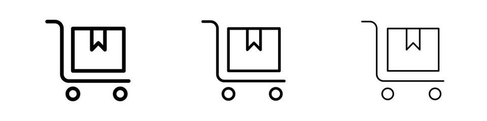 Dolly flatbed icons in flat style. line art. vector illustration