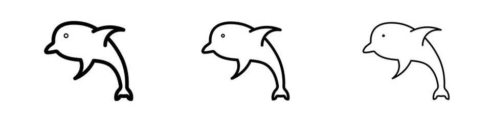 Dolphin icons in flat style. line art. vector illustration