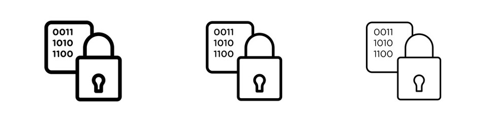 Binary Lock icons in flat style. line art. vector illustration
