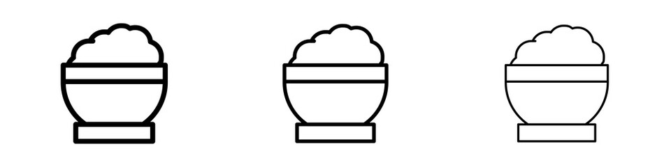 Bowl rice icons in flat style. line art. vector illustration