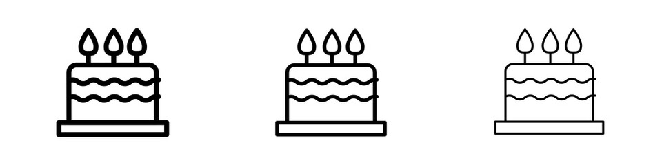 Cake icons in flat style. line art. vector illustration