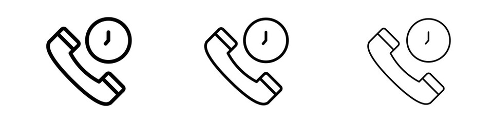 Call duration icons in flat style. line art. vector illustration