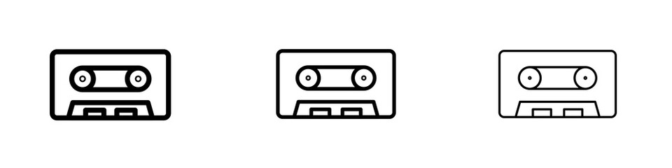 Cassette tape icons in flat style. line art. vector illustration