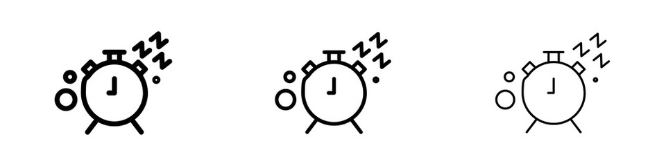 Alarm snooze icons in flat style. line art. vector illustration