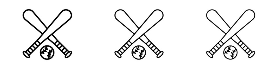 Baseball icons in flat style. line art. vector illustration