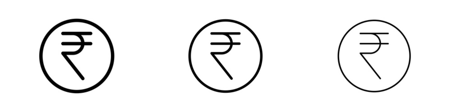 Indian rupee icons in flat style. line art. vector illustration