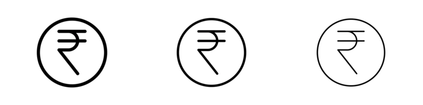 Indian rupee icons in flat style. line art. vector illustration