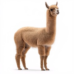 Adorable Brown Alpaca Portrait with Vibrant Fur in Andes Grassland - Cute & Playful Livestock Animal Photography