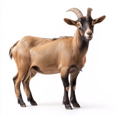 Adorable Young Goat in Rural Farmland. Whimsical Pet and Dairy Goat Portrait
