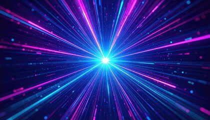 Radial digital beams expanding symmetrically from center in seamless glowing burst