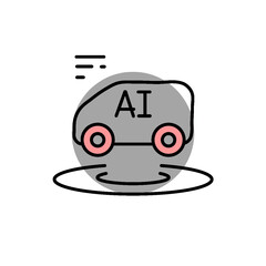 Autonomous AI Car Icon – Self-Driving Technology Vector Illustration