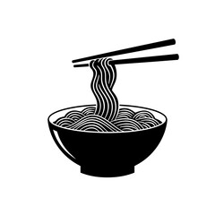 Hot ramen or pho noodle soup bowl with chopsticks and smoke flat vector icon for food apps and websites