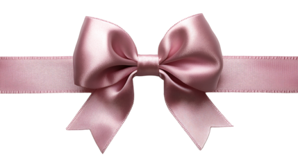 Elegant pink satin ribbon bow isolated on transparent background