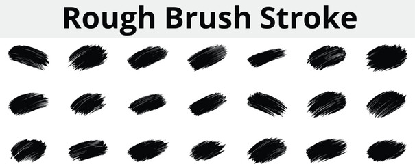 Set of rough black brush stroke Vector illustration on transparent background
