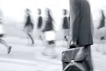 group of business people in the street in monochrome