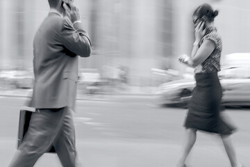 group of business people in the street in monochrome