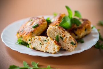 Crispy chicken cutlets for dinner close-up from above