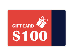 Vibrant $100 Gift Card with Red and Navy Design