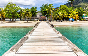 The beach of Anse a l'Ane, Trois Ilets, in Martinique, France. Anse a l'Ane is a popular beach with calm waters.