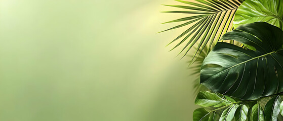 Tropical Lush Green Leaves Background