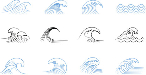 Vector illustration of various wave designs