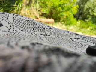 background, wallpaper, black and white fabric near macro on a forest background, textile texture, abstraction