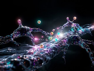Artistic Depiction of Neurotransmitters in a Synaptic Cleft