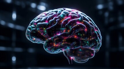 Advanced Neurotechnology Abstract with Glowing Data