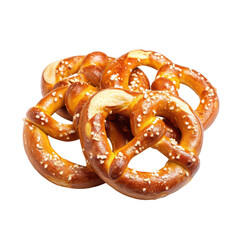 Bavarian pretzels isolated on a white background, png, transparent