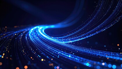 Ascending spiral stream of glowing data particles forming helix waveform