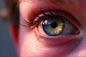 Naklejka premium A close-up shot of a person's blue eye, ideal for use in beauty or medical contexts
