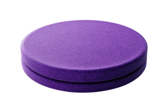 A vibrant purple cushion evokes feelings of comfort relaxation and creativity displayed in on transparent background