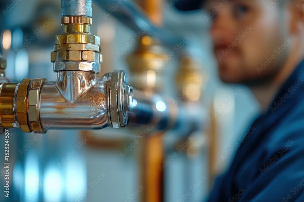 Aufkleber Skilled technician working on machinery in an industrial setting during daylight with a focused expression and wearing protective gear