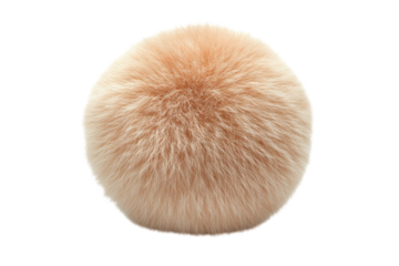 A charming fluffy pom pom in a delicate peach hue radiating warmth and soft coziness on a on transparent background