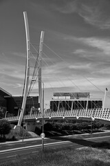 Cable-stayed bridge - a footbridge for pedestrians and bicycles in the city of Poznan