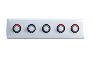 Empowering control panel with radiant indicators guiding energy adjustments a sleek design on transparent background