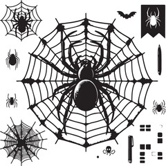 Obraz premium Isolated Horror Web with Insect – Halloween Party Design Element