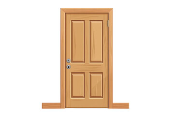 Ajar wooden door stands subtly against the stark black ready for opportunities and changes on transparent background