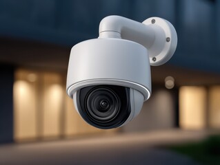 High-resolution surveillance camera mounted on a wall capturing security footage in a modern environment enhancing security measures and offering peace of mind for urban settings