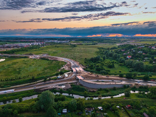 Construction of the new road in Pruszcz Gdanski. Poland