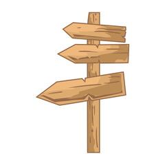 wooden sign left in vector format with separate white background